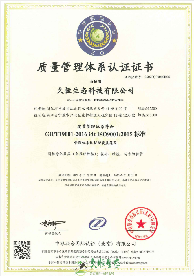 上虞质量管理体系ISO9001证书